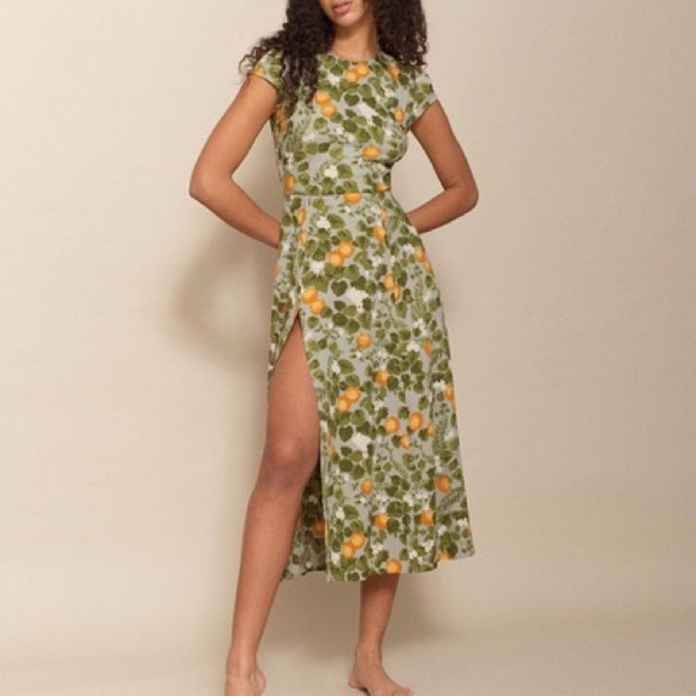 Rare!! Reformation Gavin Midi Dress - Orange Grove